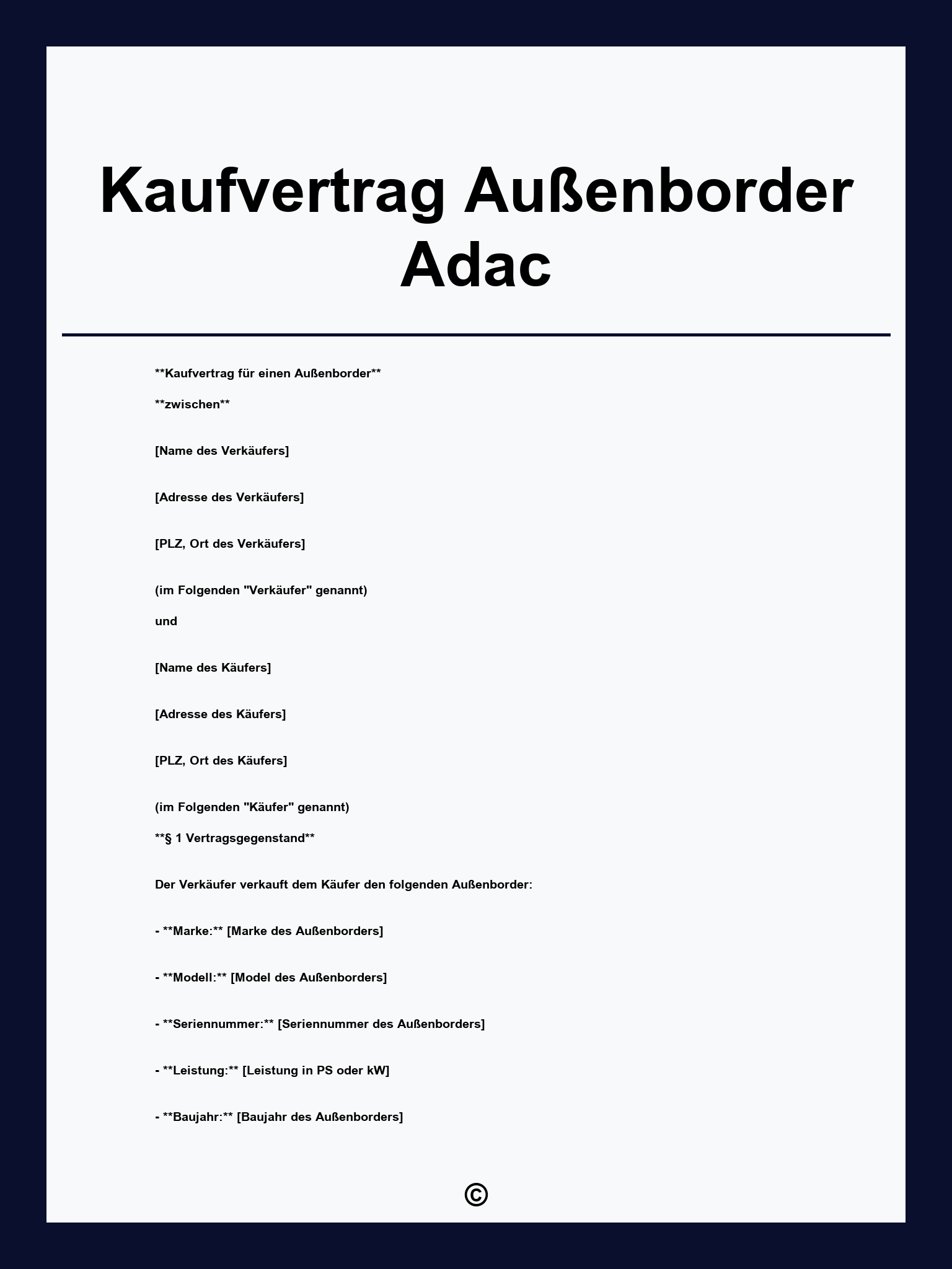 Kaufvertrag Außenborder Adac