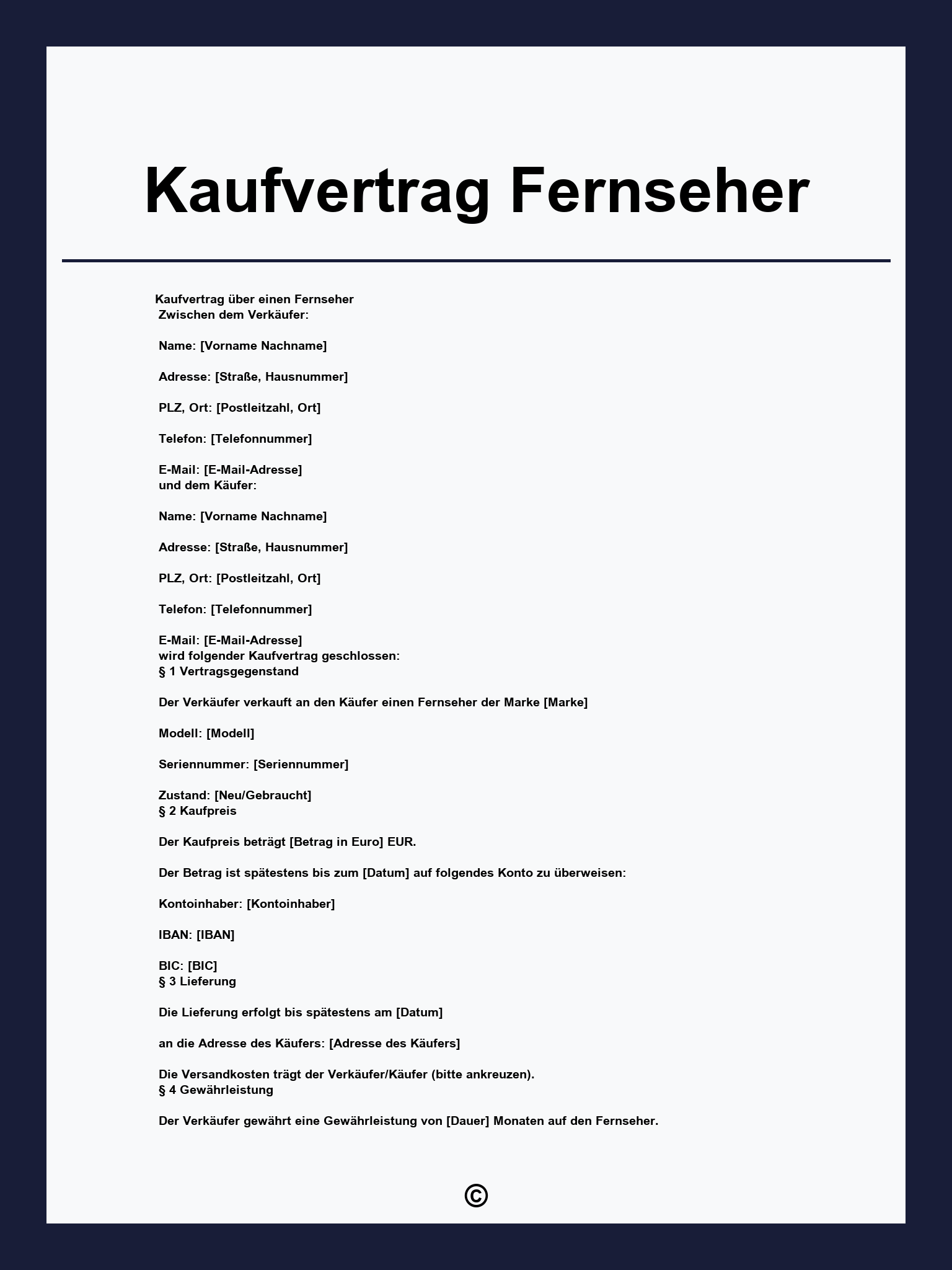 Kaufvertrag Fernseher