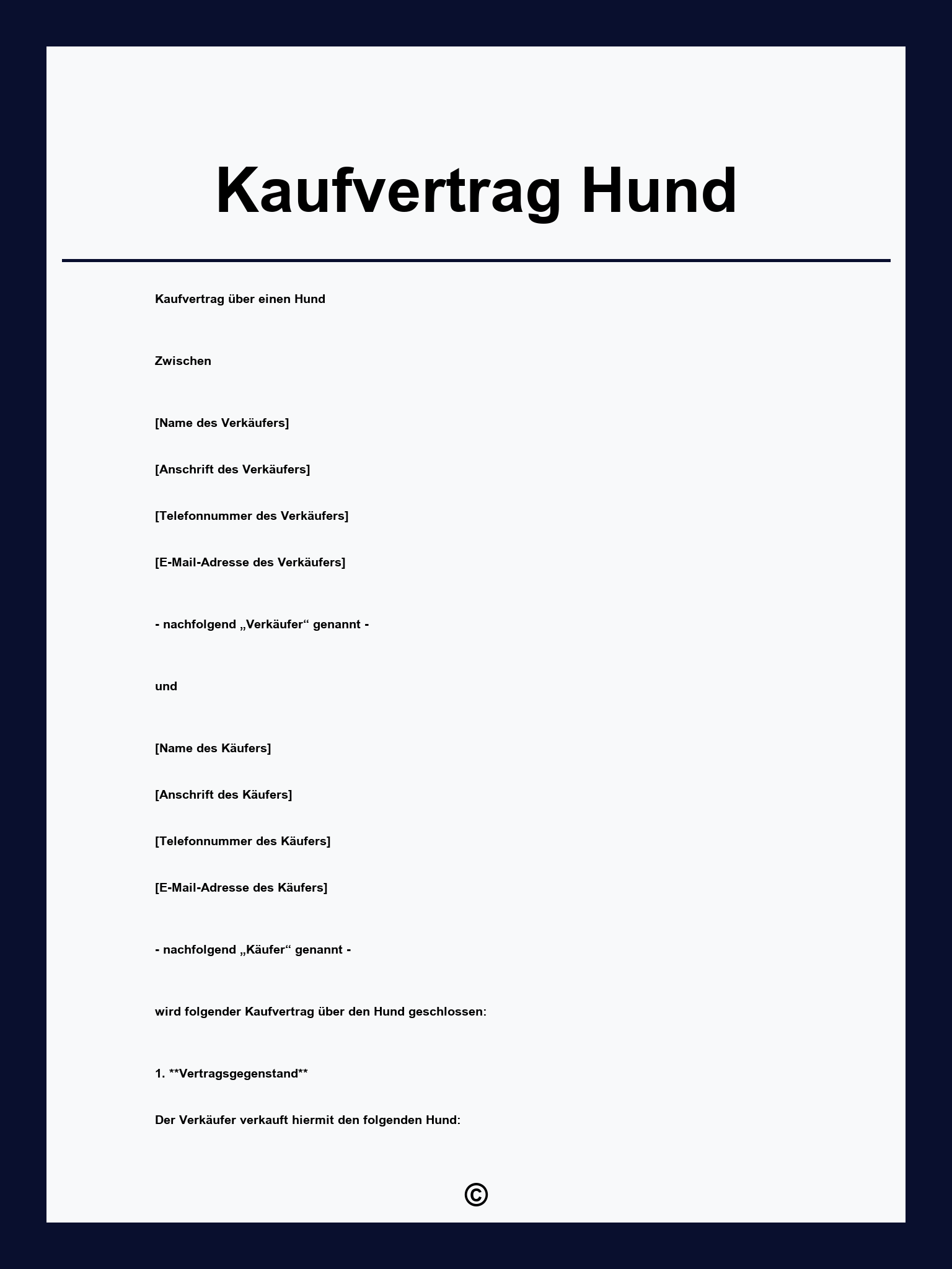 Kaufvertrag Hund