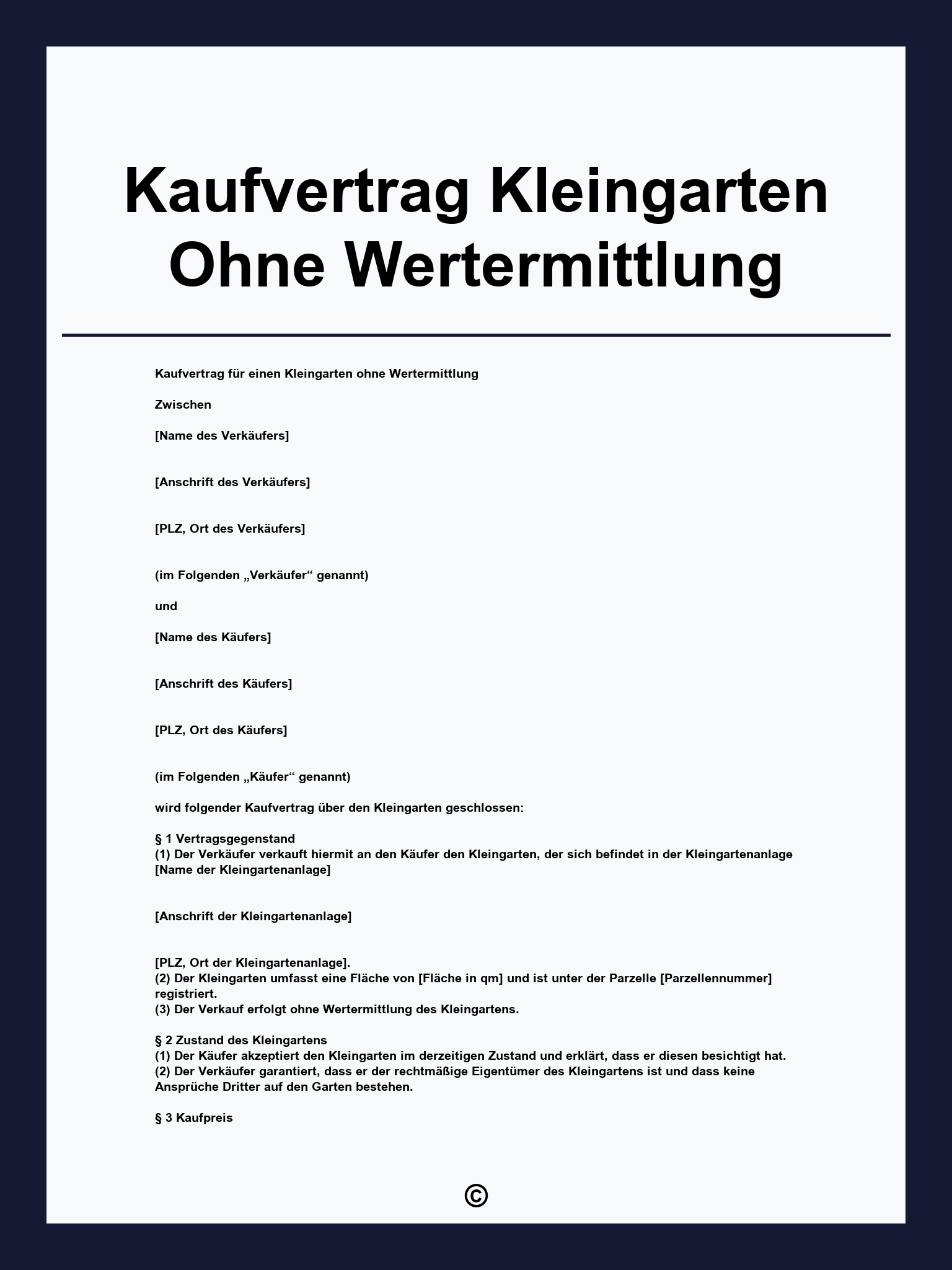 Kaufvertrag Kleingarten Ohne Wertermittlung