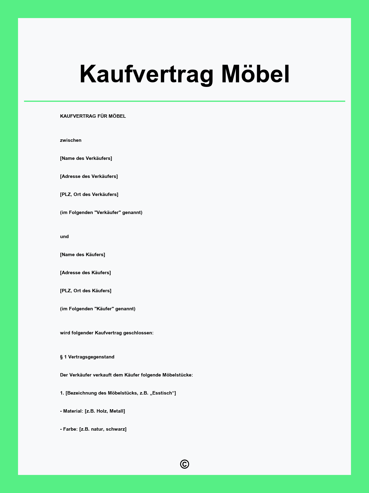 Kaufvertrag Möbel