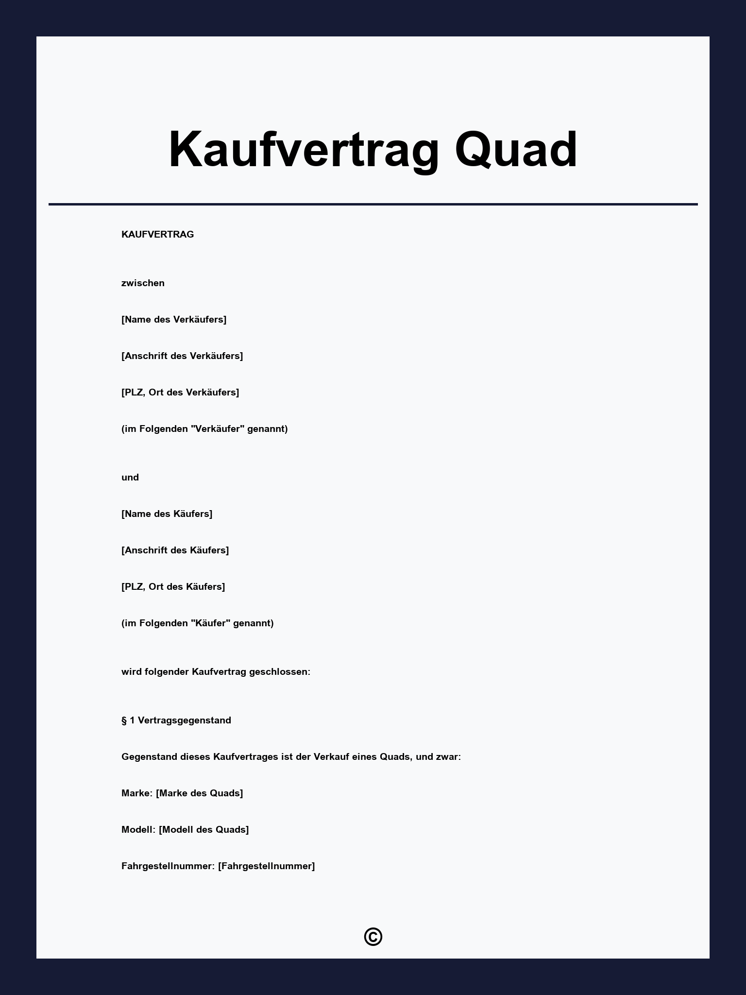 Kaufvertrag Quad