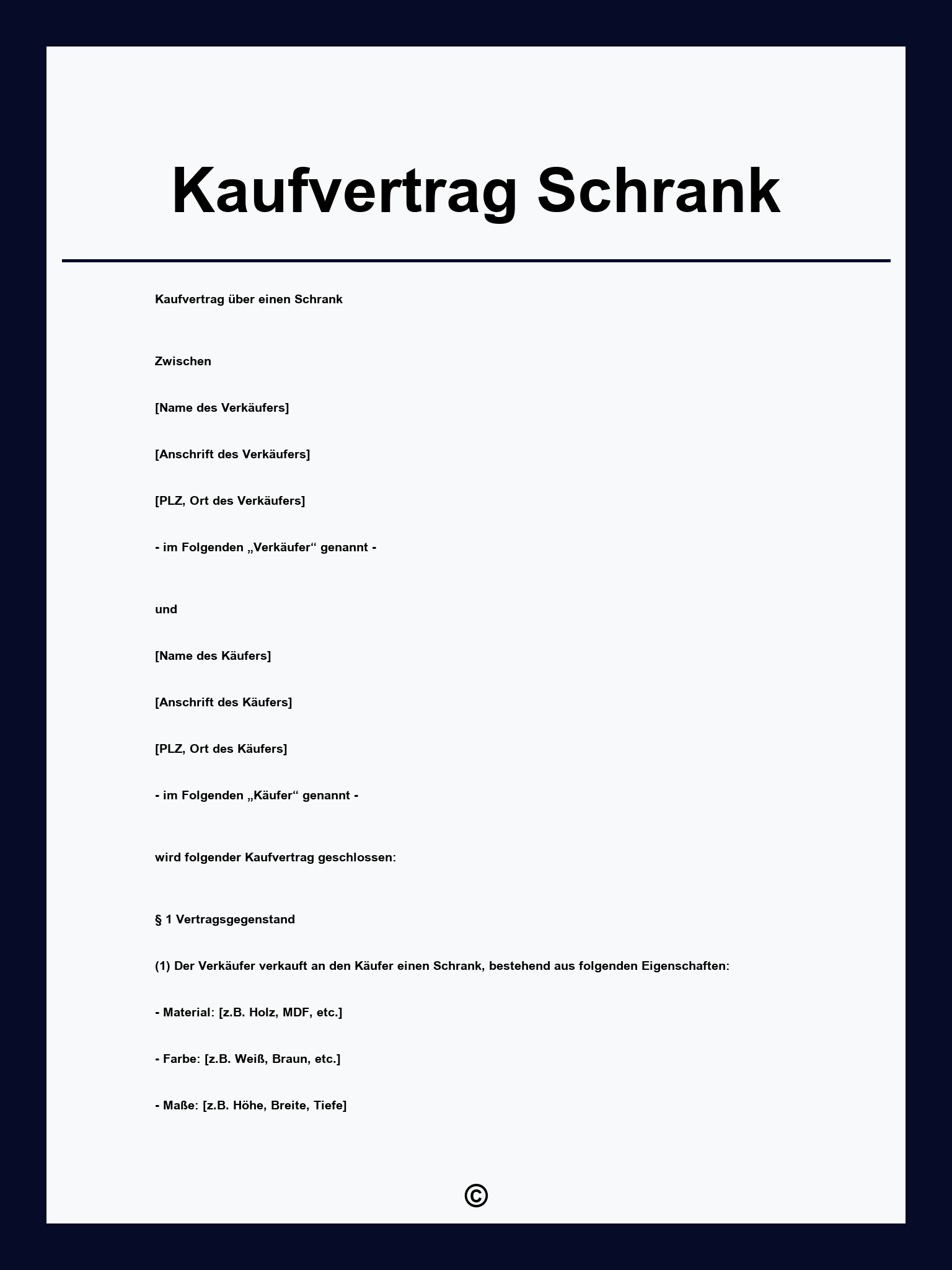 Kaufvertrag Schrank
