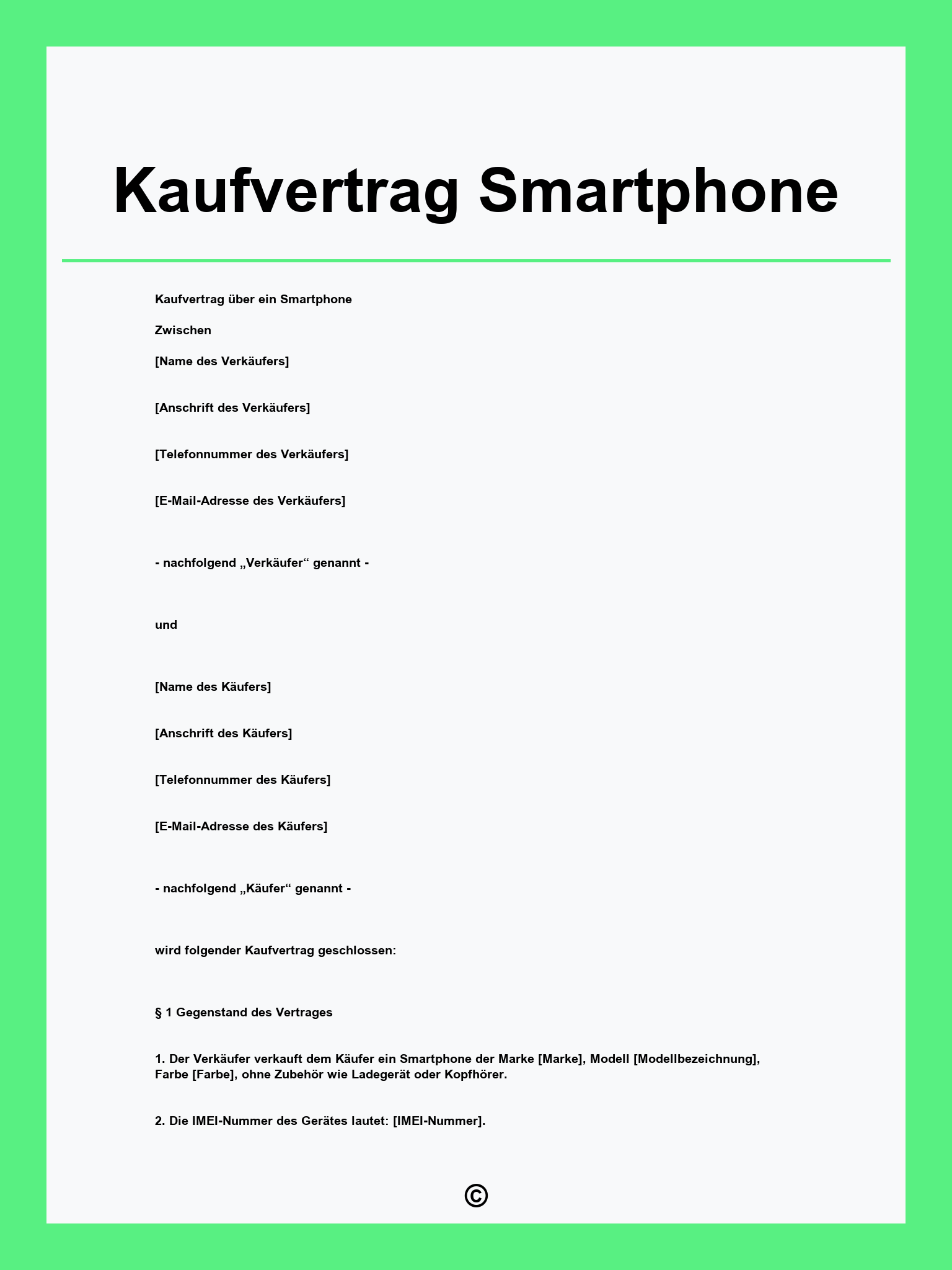 Kaufvertrag Smartphone