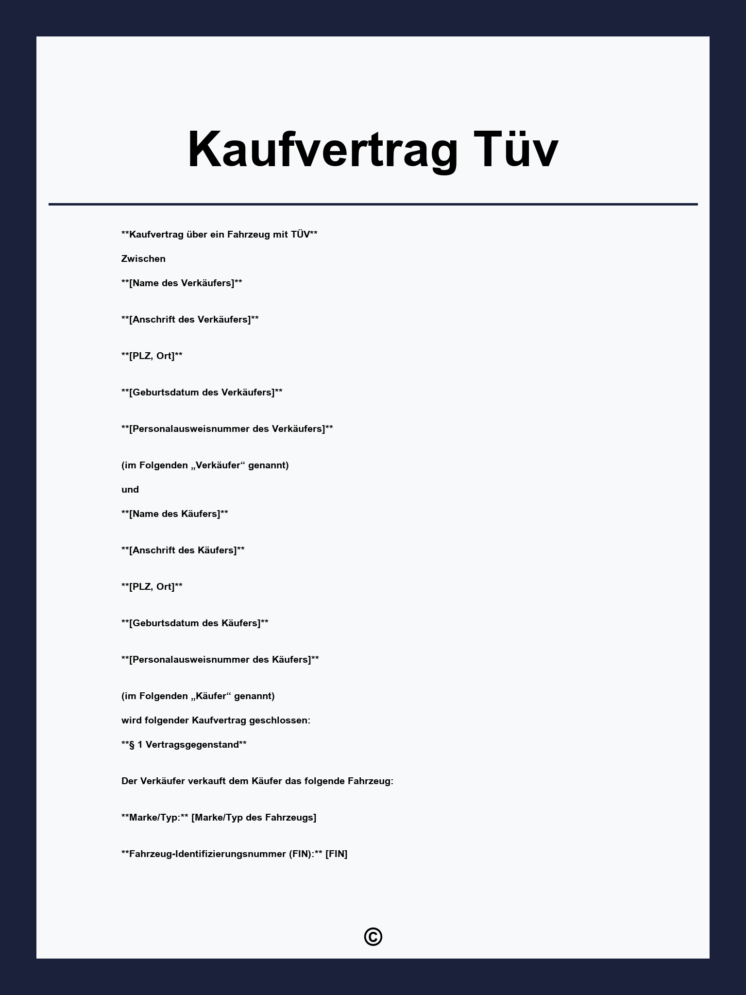 Kaufvertrag Tüv