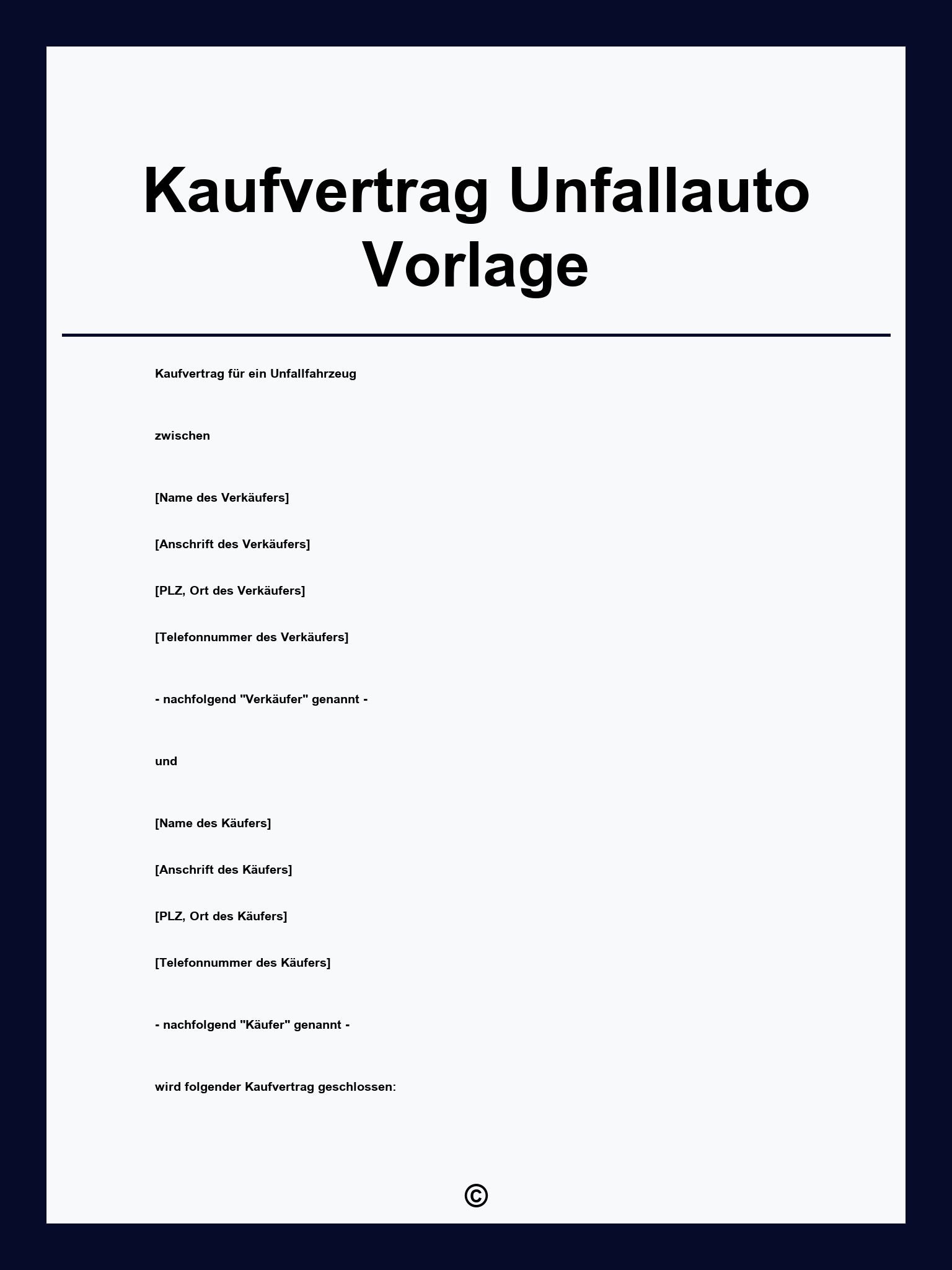 Kaufvertrag Unfallauto Vorlage