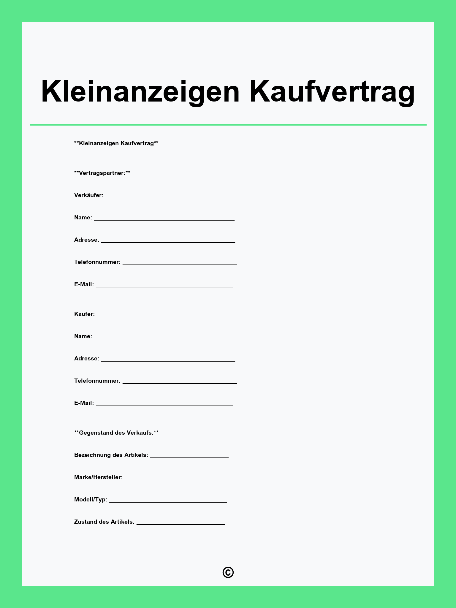 Kleinanzeigen Kaufvertrag