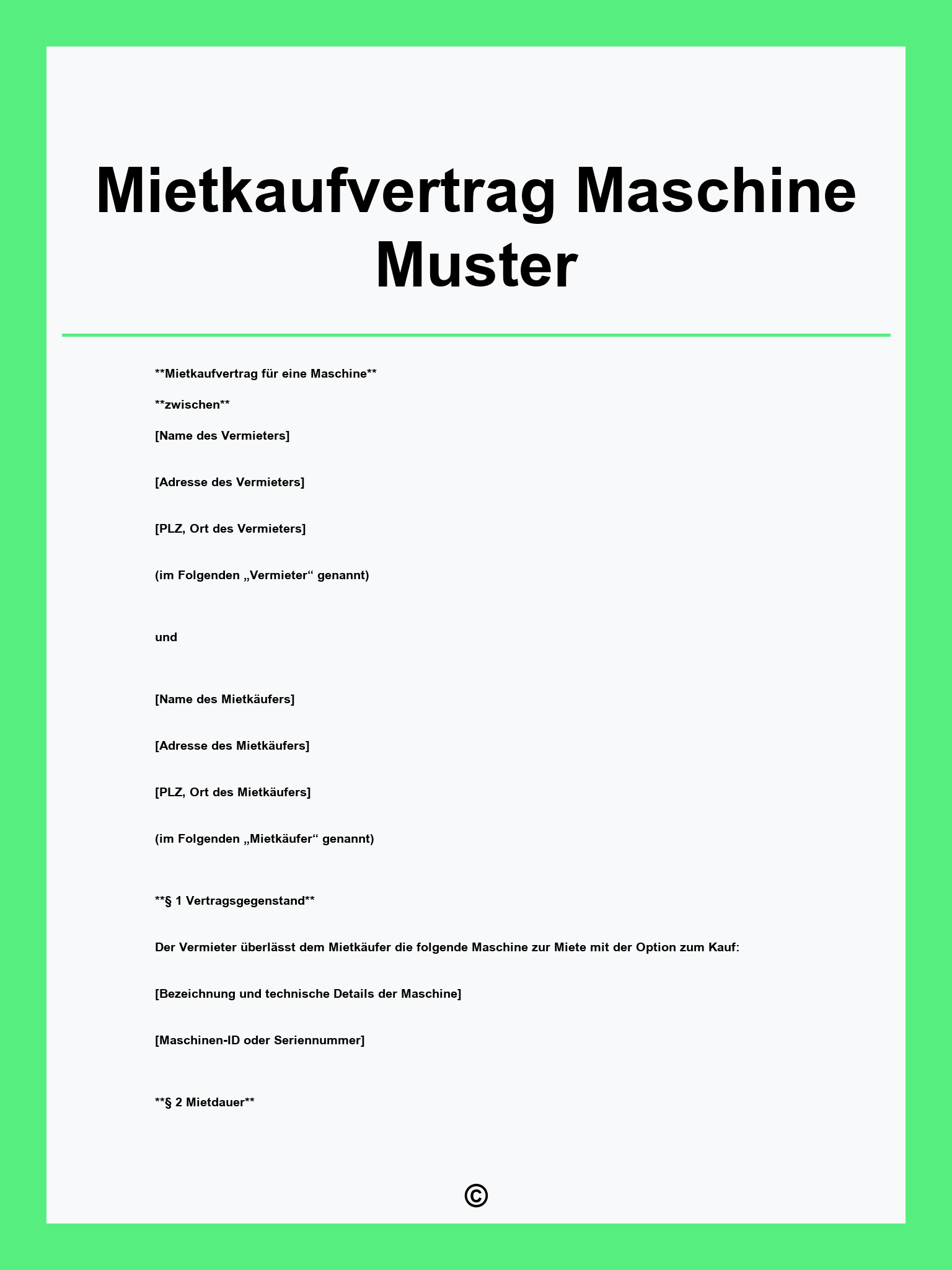 Mietkaufvertrag Maschine Muster