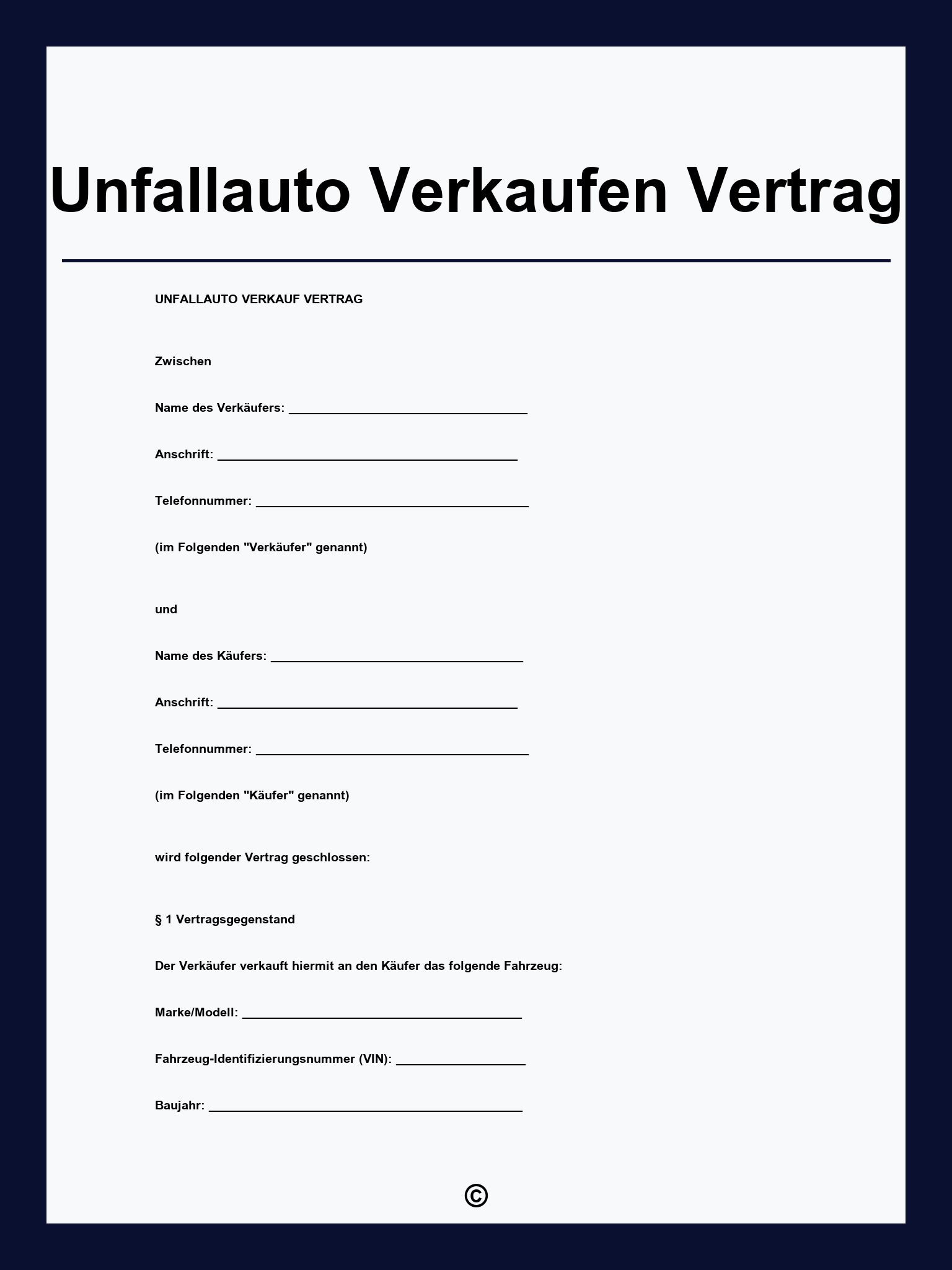 Unfallauto Verkaufen Vertrag